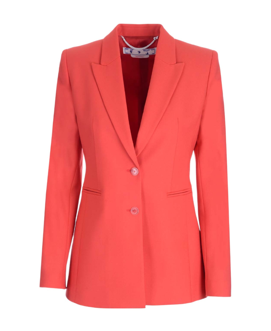 Off-white Notch Lapels Buttoned Blazer In Red
