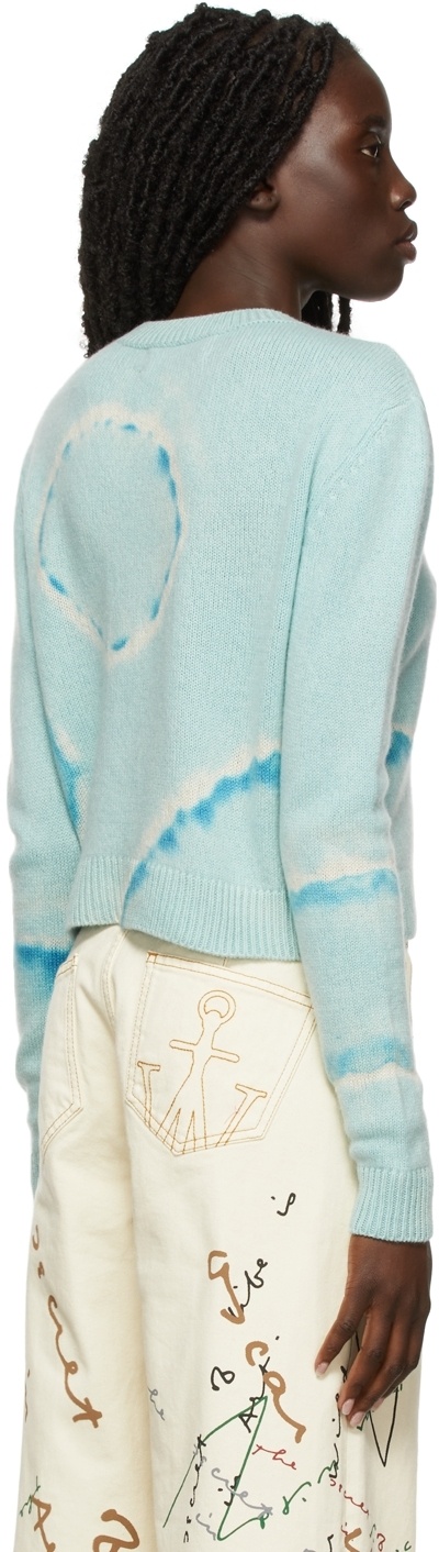 The Elder Statesman Molecule Tie Dye Cashmere Crop Sweater In Green