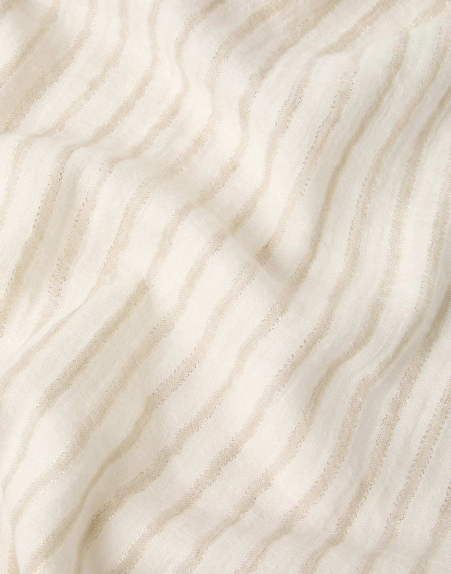 Brunello Cucinelli Striped Scarf With Pompoms In White