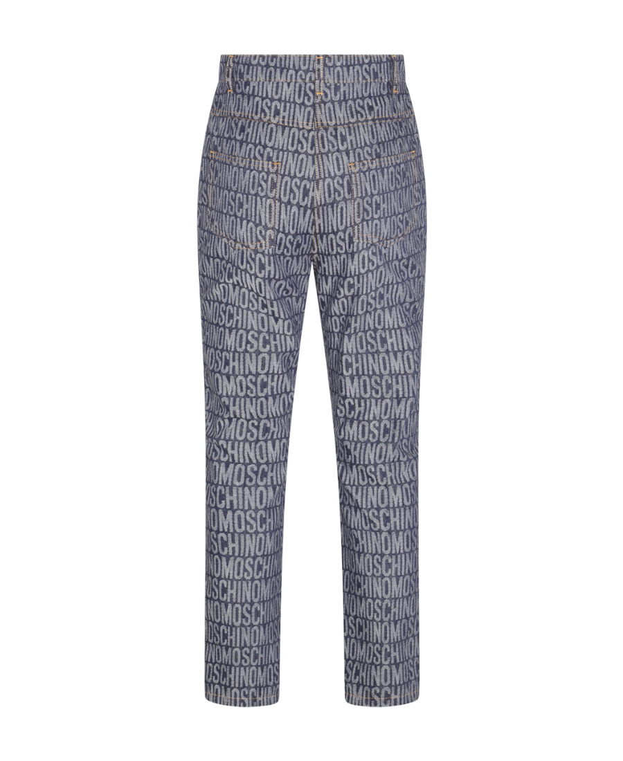 Moschino Monogram Print Jeans In Gray