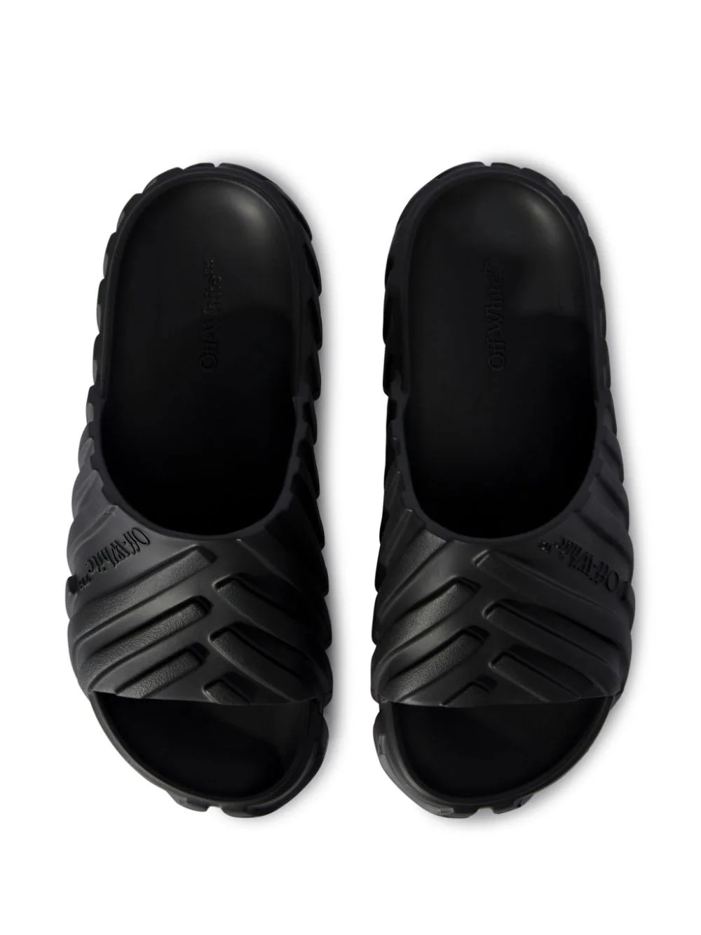 Off-white Embossed Exploration Sliders In Black