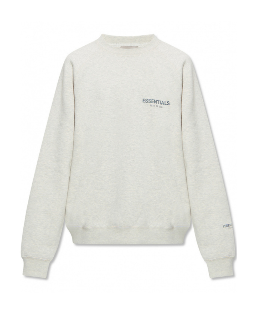 Essentials Logo Round Neck Print Long-sleeved Hoodie In White