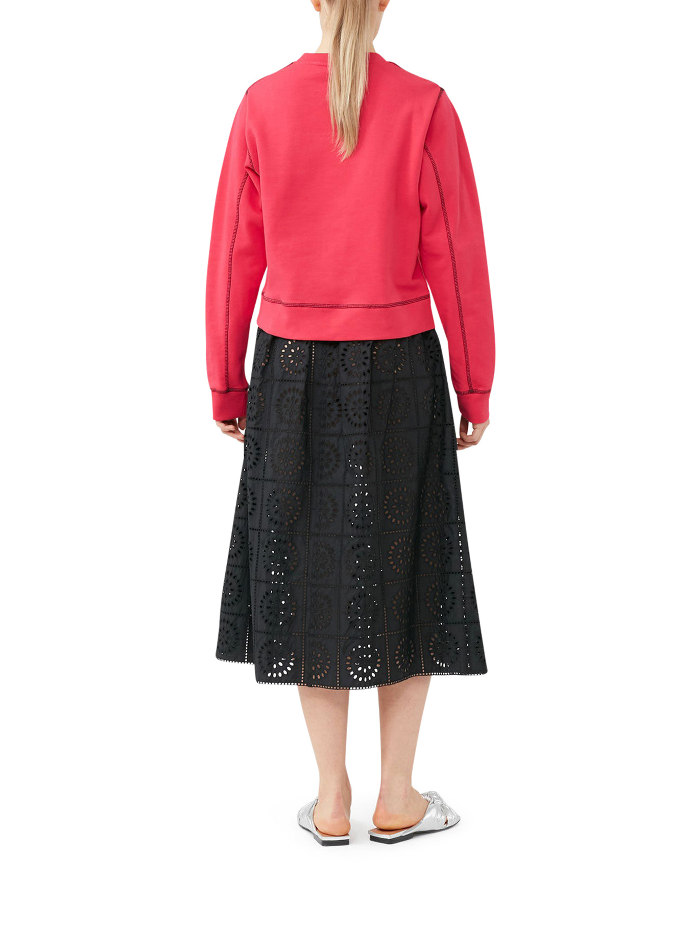 Shop Ganni Logo-patch Organic Cotton Sweatshirt In Pink