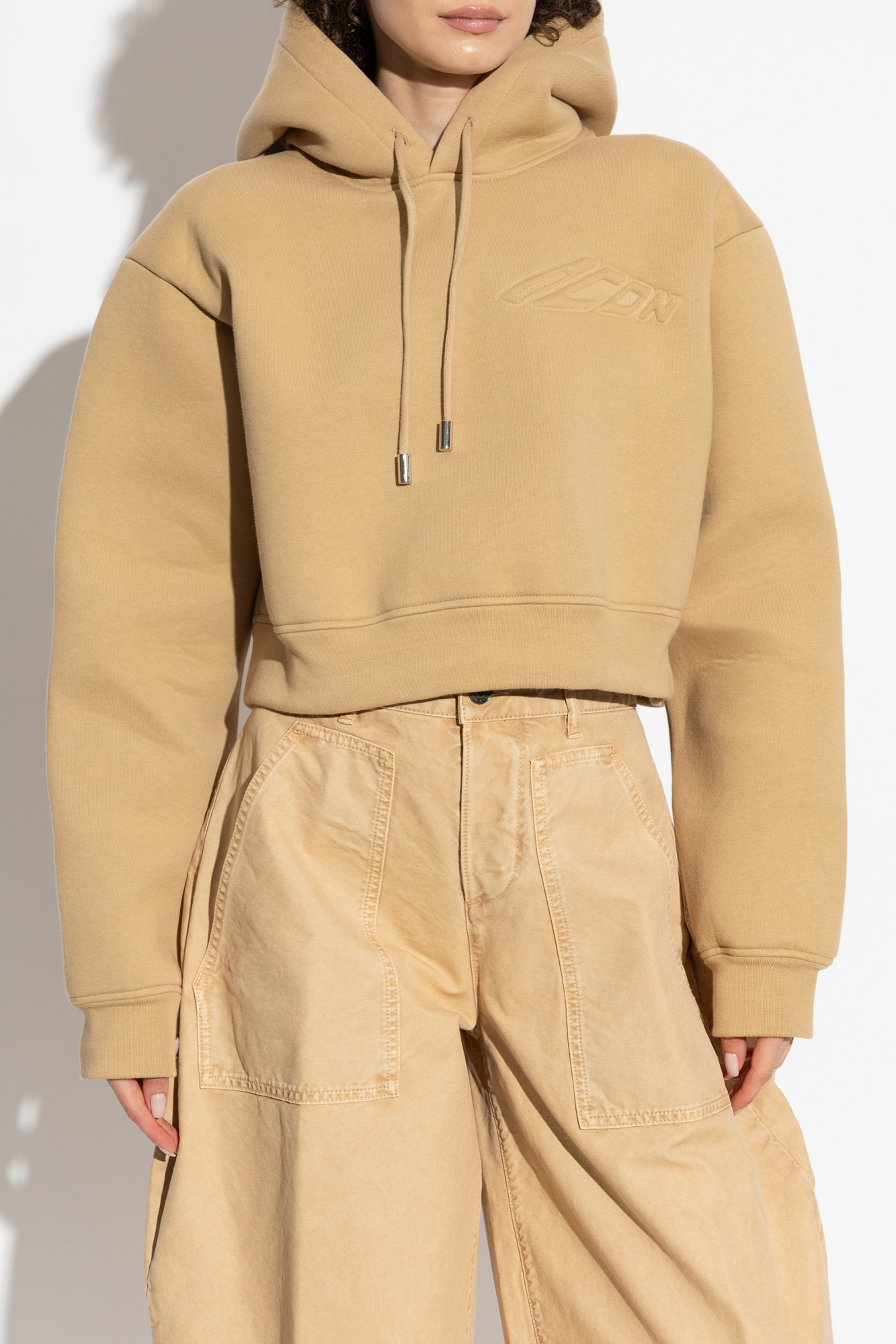 Dsquared2 Drop-shoulder Cotton Hoodie In Nude