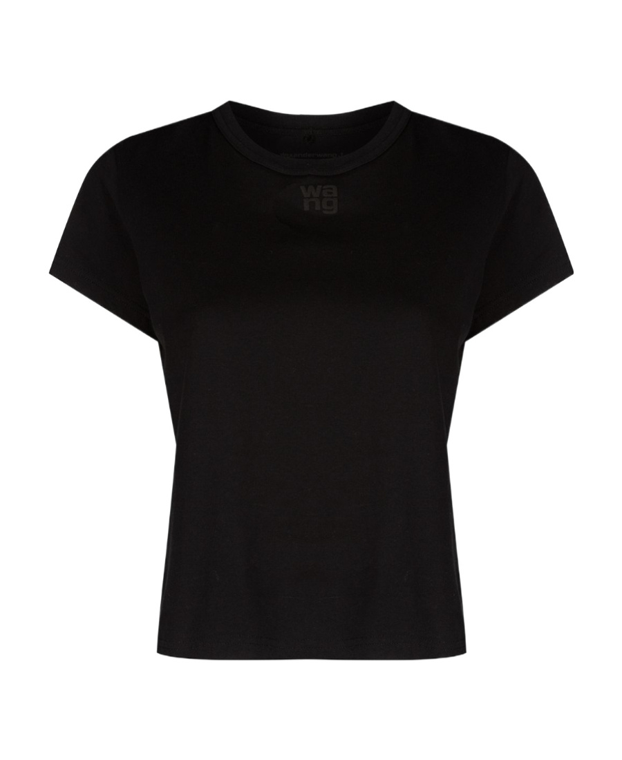 Alexander Wang Essential Jersey Shrunk Tee With Puff Logo And Bound Neck Clothing In Nero