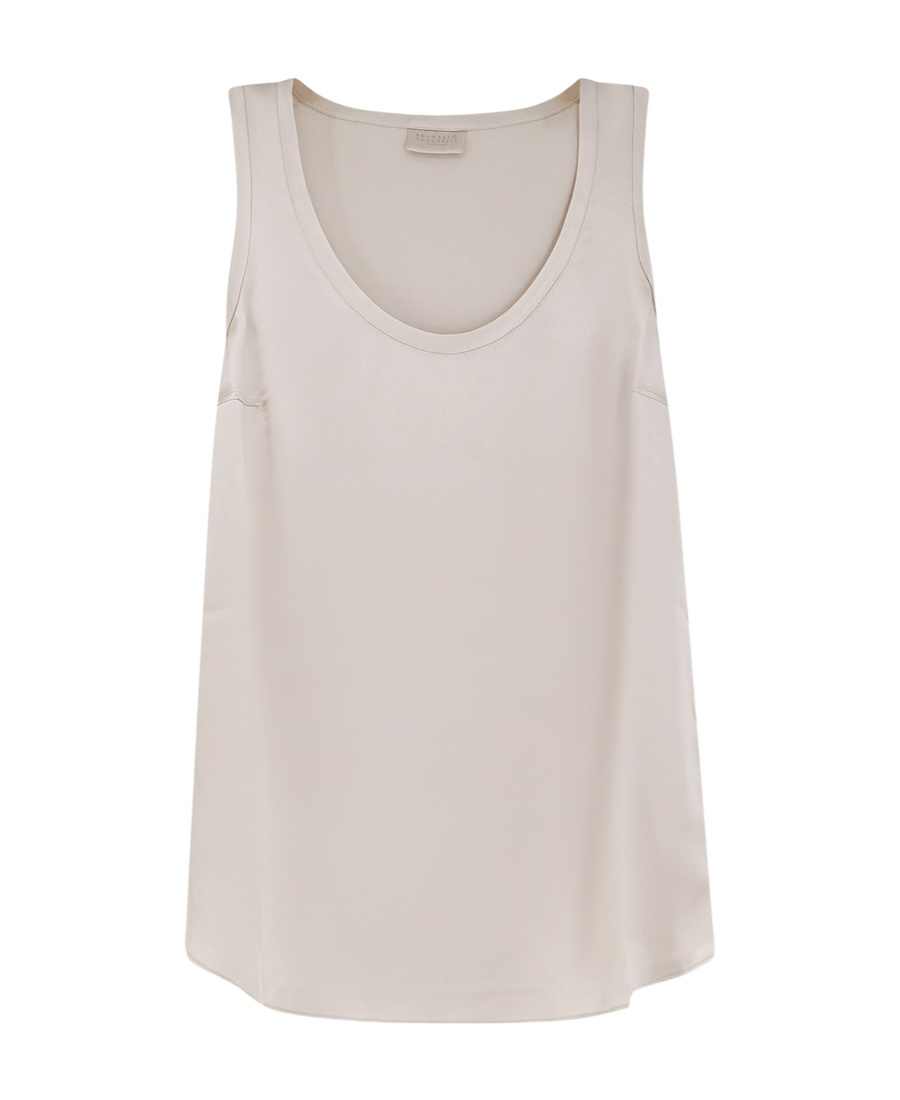 Brunello Cucinelli Satin Tank Top In White