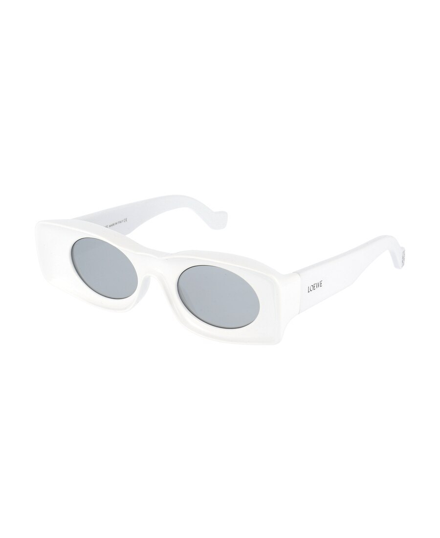 Loewe Logo Rectangular Frame Sunglasses In White