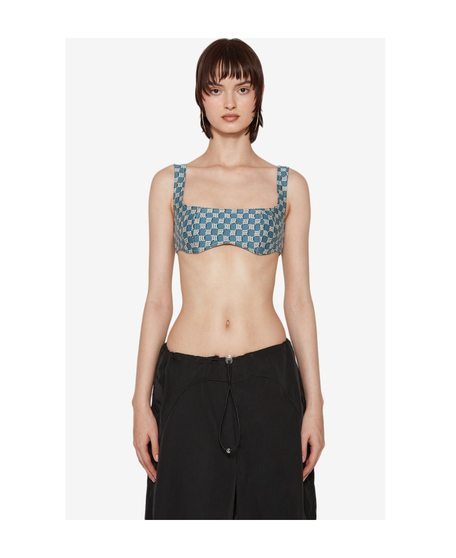 Misbhv Monogram-print Jacquard Bra Top In Nude