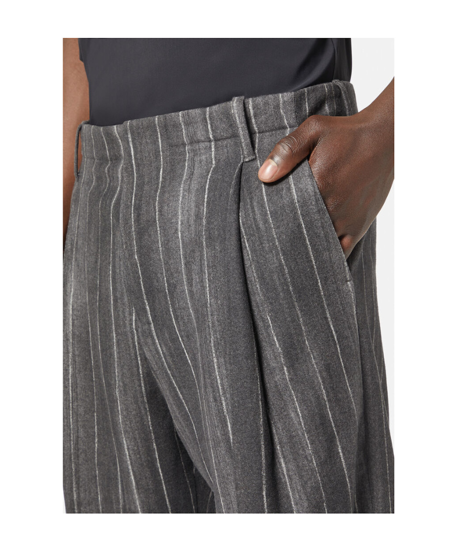 Versace Striped Tailored Trousers In Black