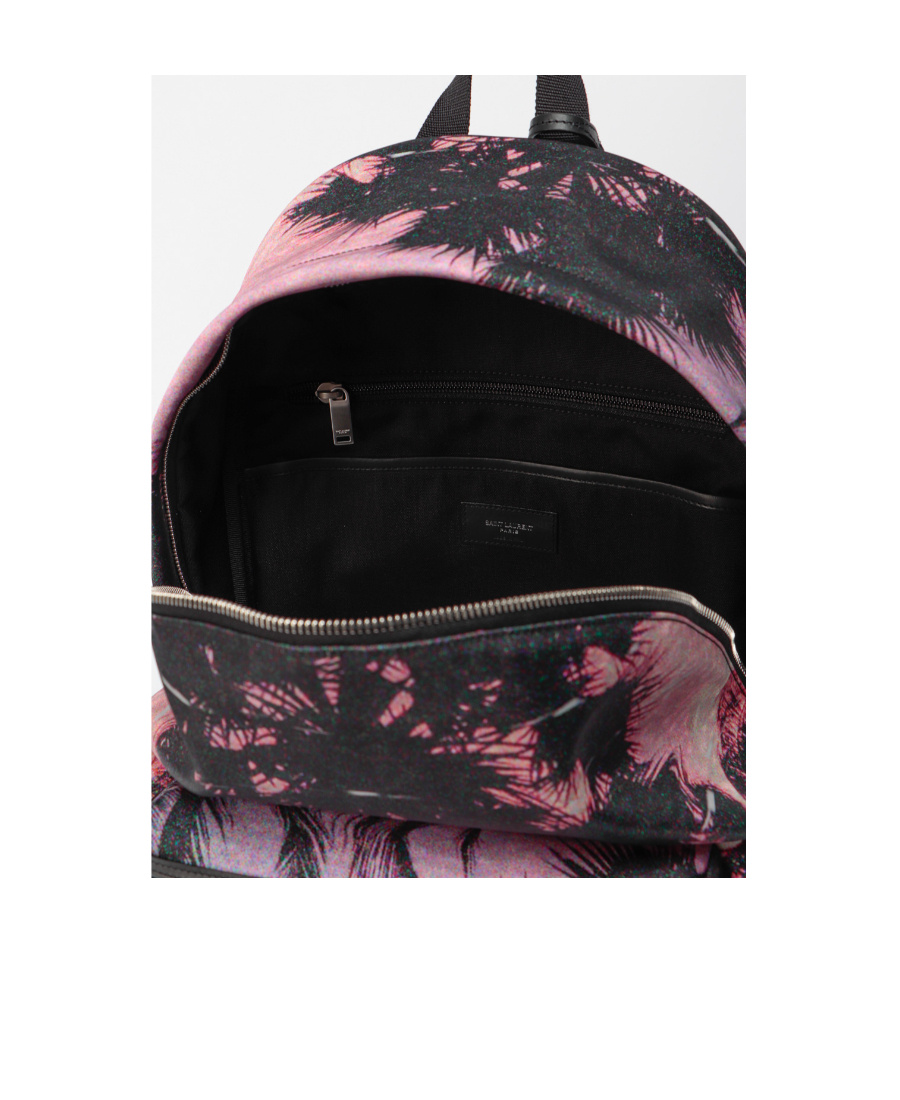 Saint Laurent Hawaiian-print Backpack In Black