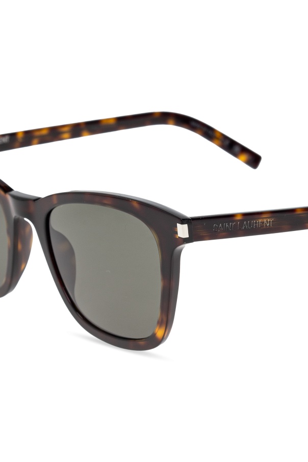 Saint Laurent Logo Sunglasses In Gray