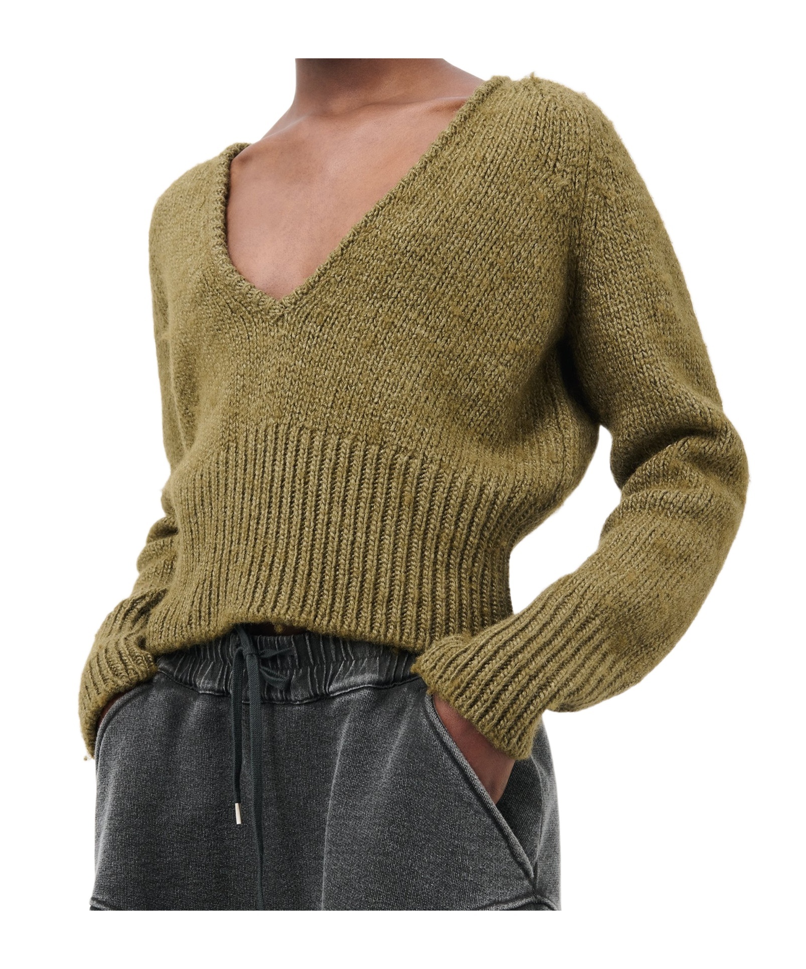 Our Legacy Cropped Brown Knitted Sweater In Green