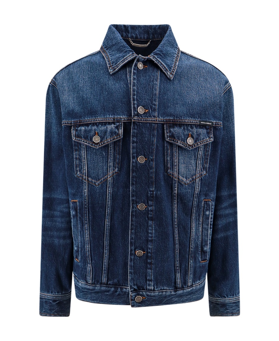 Dolce & Gabbana Washed Stretch Cotton Denim Jacket In Black