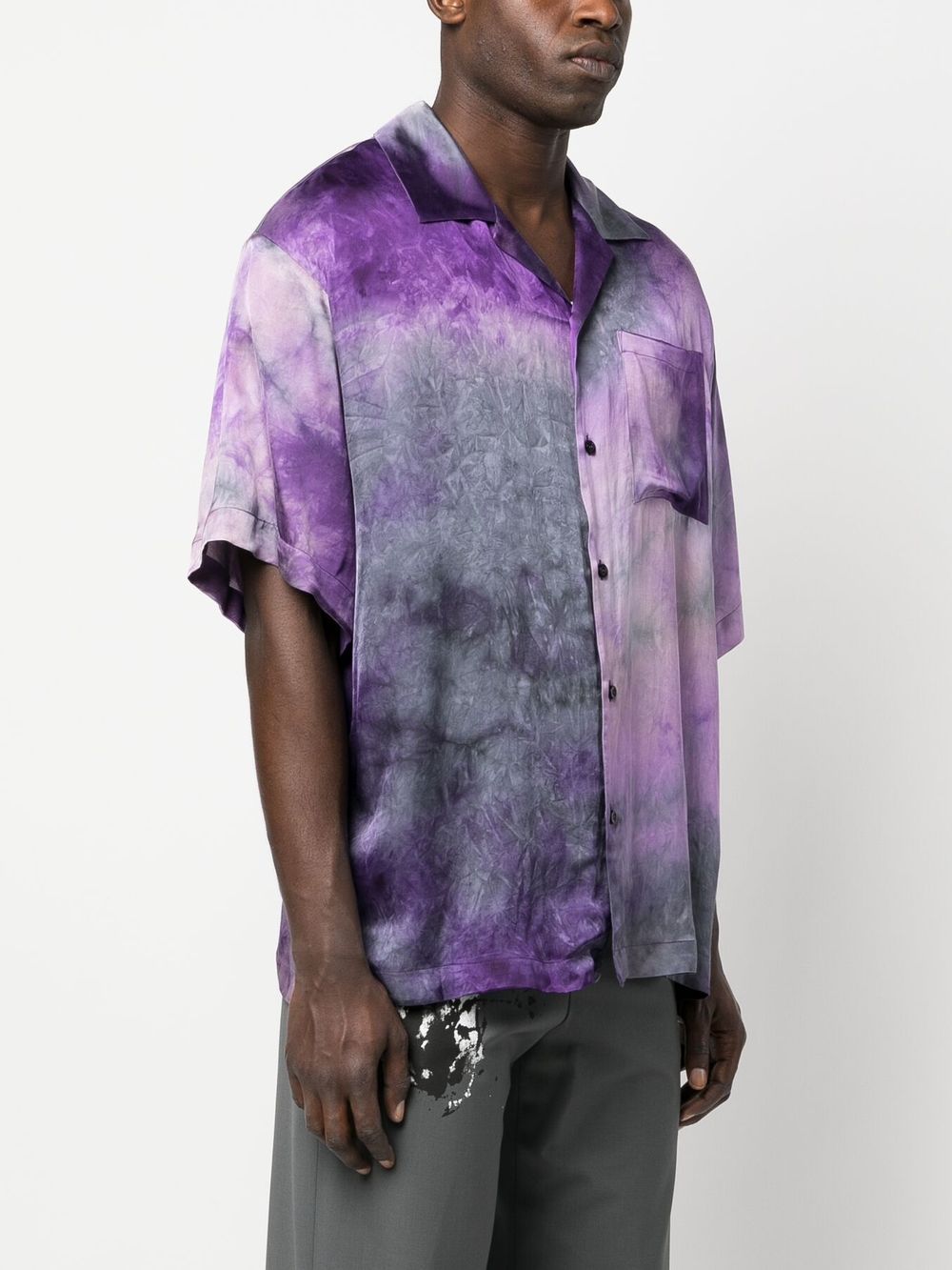 Msgm Logo Printed Collared Button-up Shirt In Purple