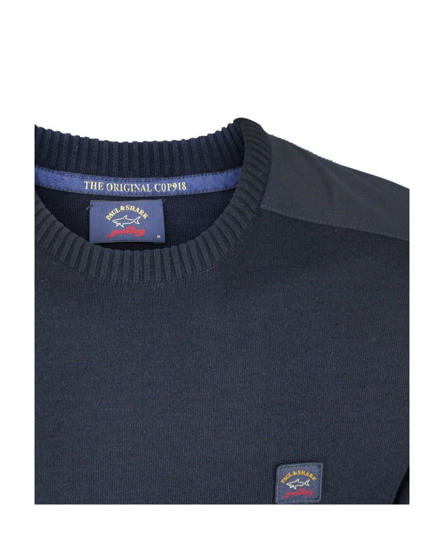Paul & Shark Navy Blue Round-neck Logo Pullover In Black