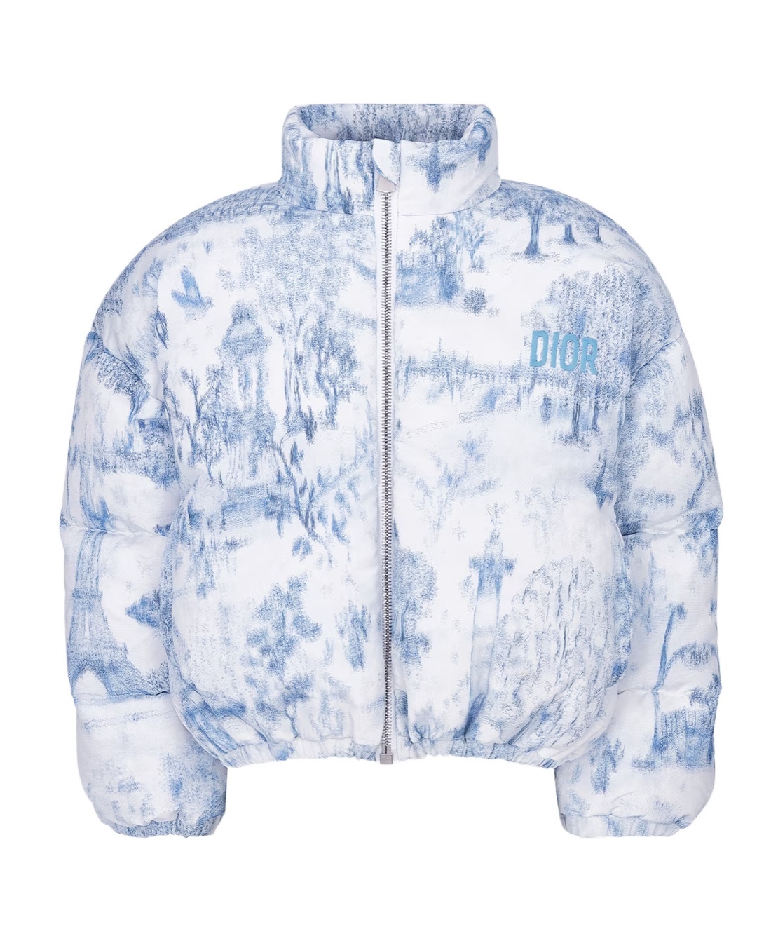Dior Vertical Collar Zipper Down Jacket In White
