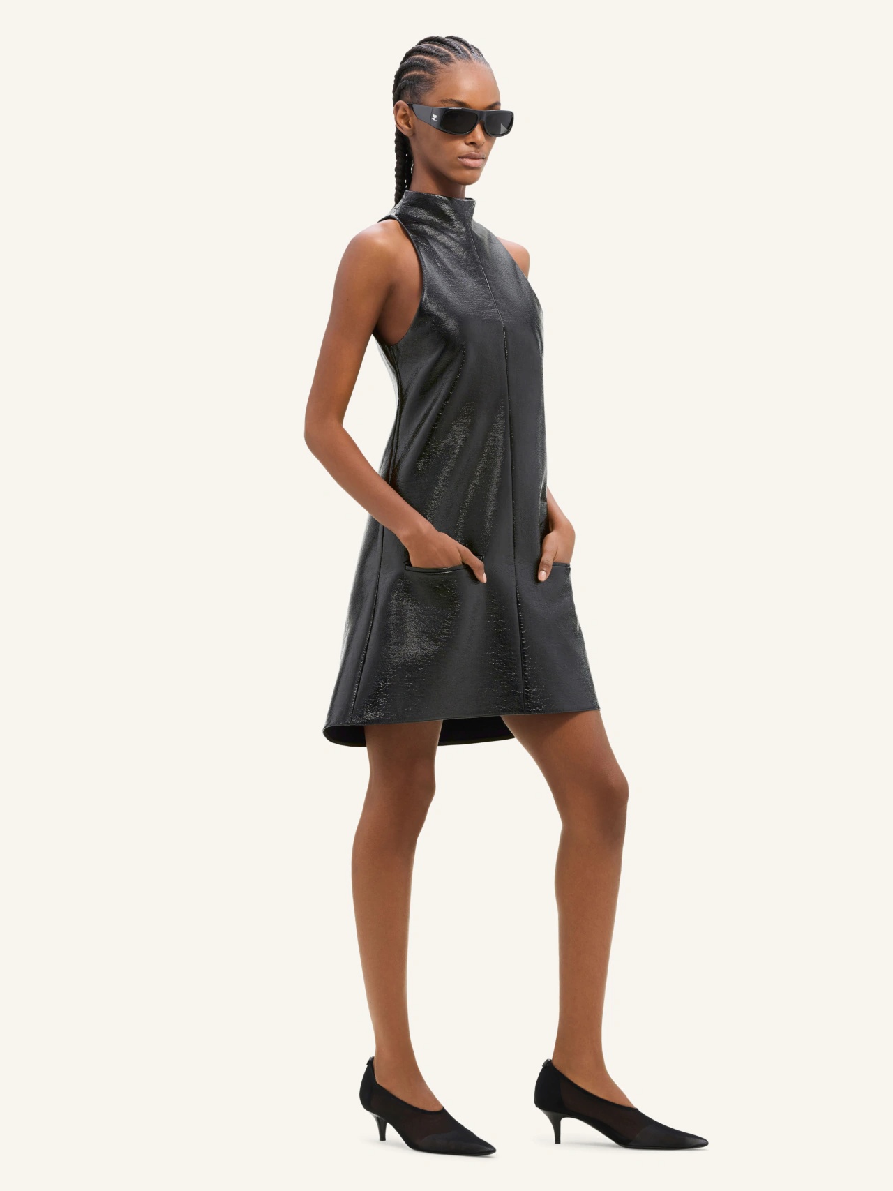Courrèges Courreges 2 Pockets Vinyl A-line Dress Women In Black