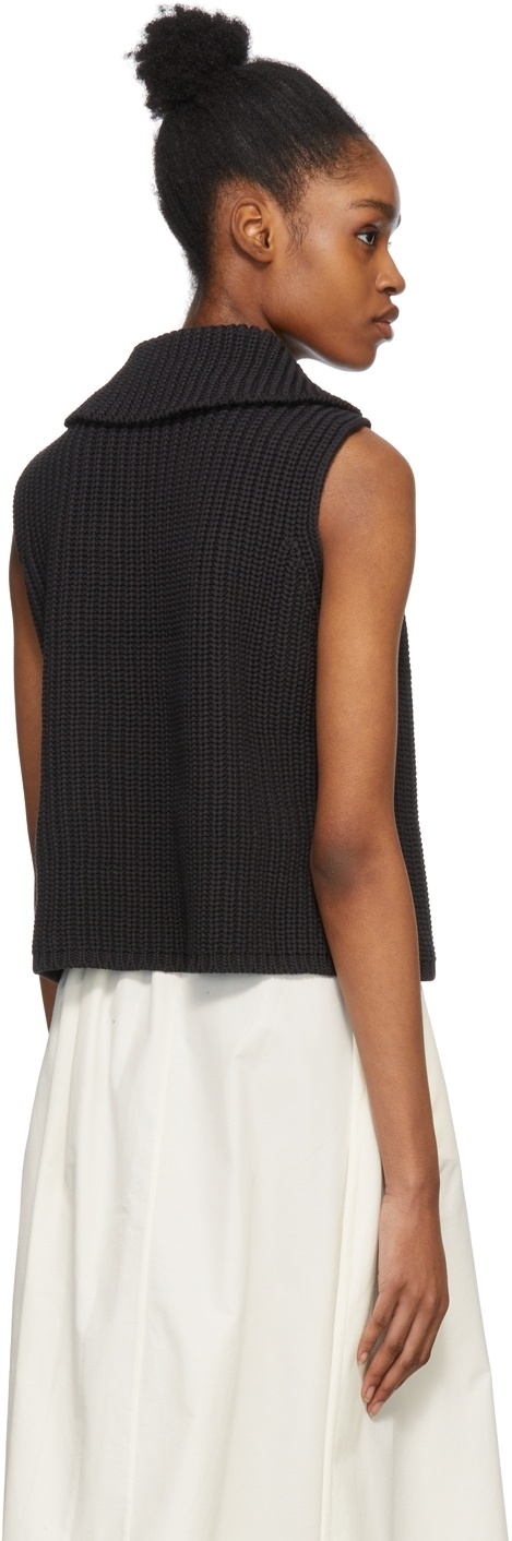 Deveaux Ribbed-knit Cotton-blend Sweater Vest In Black