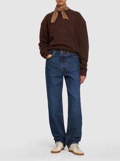 TOTÊME DENIM TROUSERS WITH LOGO AFFIXED