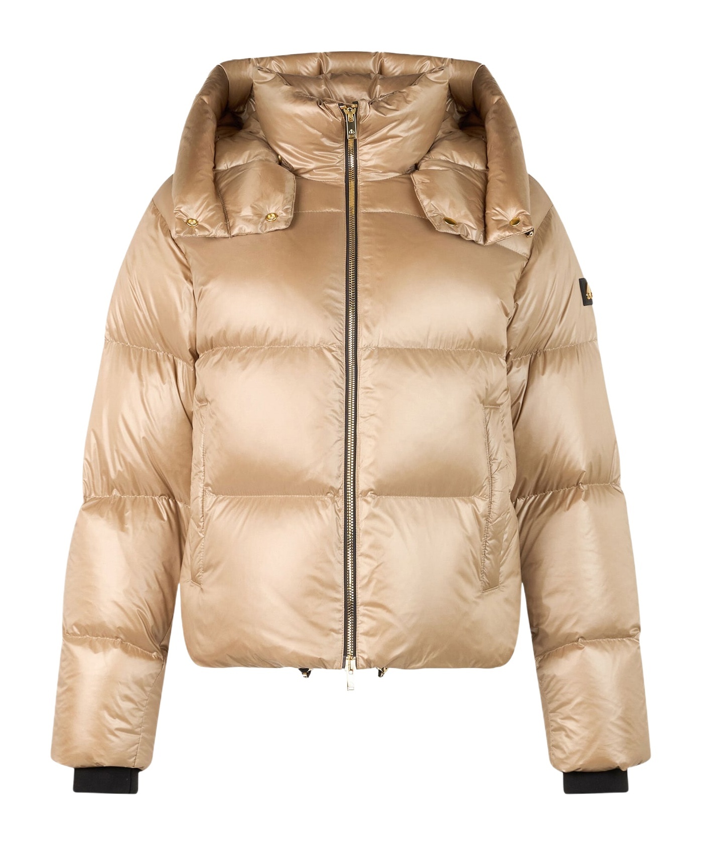 Moose Knuckles Hooded Down Jacket In Nude
