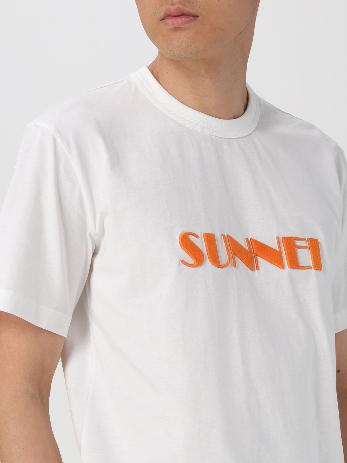 Sunnei Logo Embroidered Crewneck T-shirt In White
