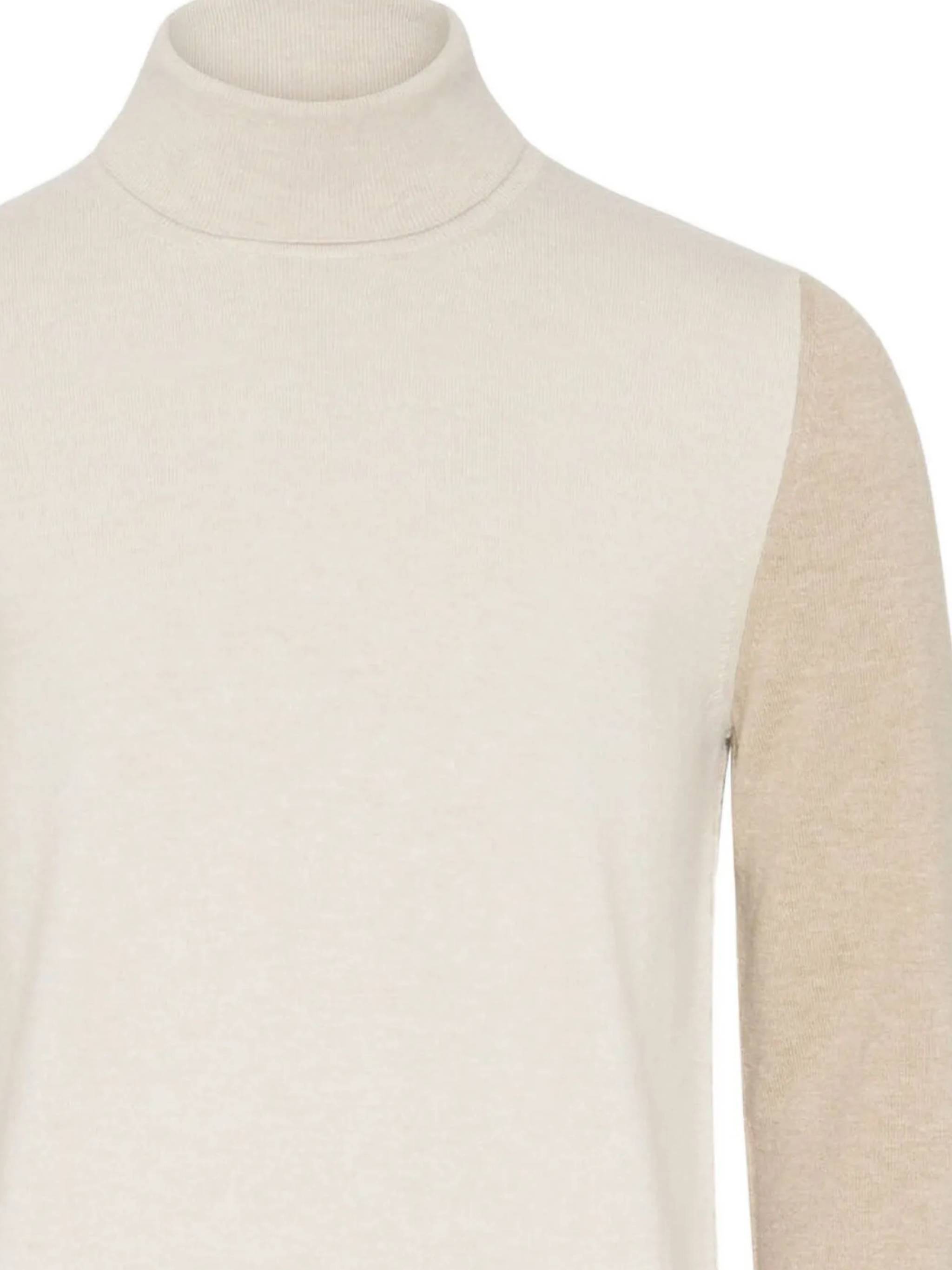 Maison Margiela Two-tone Wool Turtleneck Sweater In Neutral