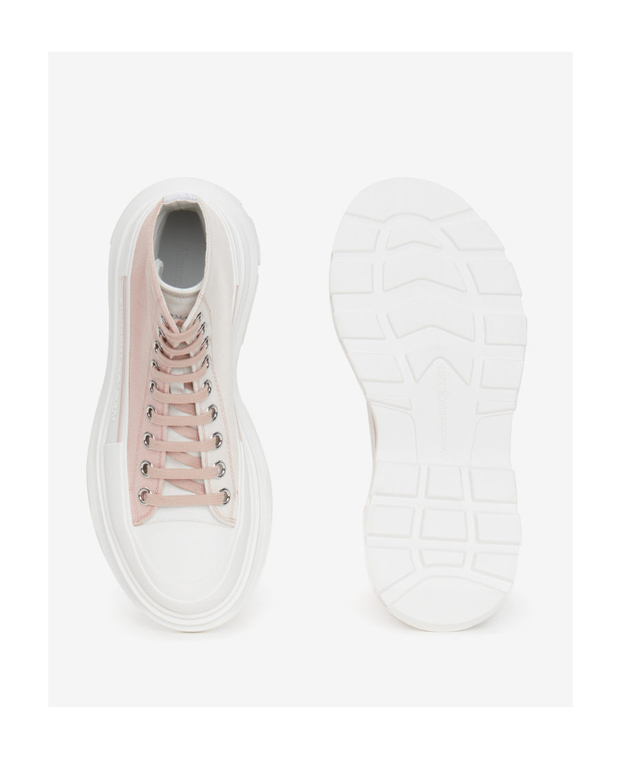 Alexander Mcqueen 45mm Tread Slick Leather Combat Boots In Pink
