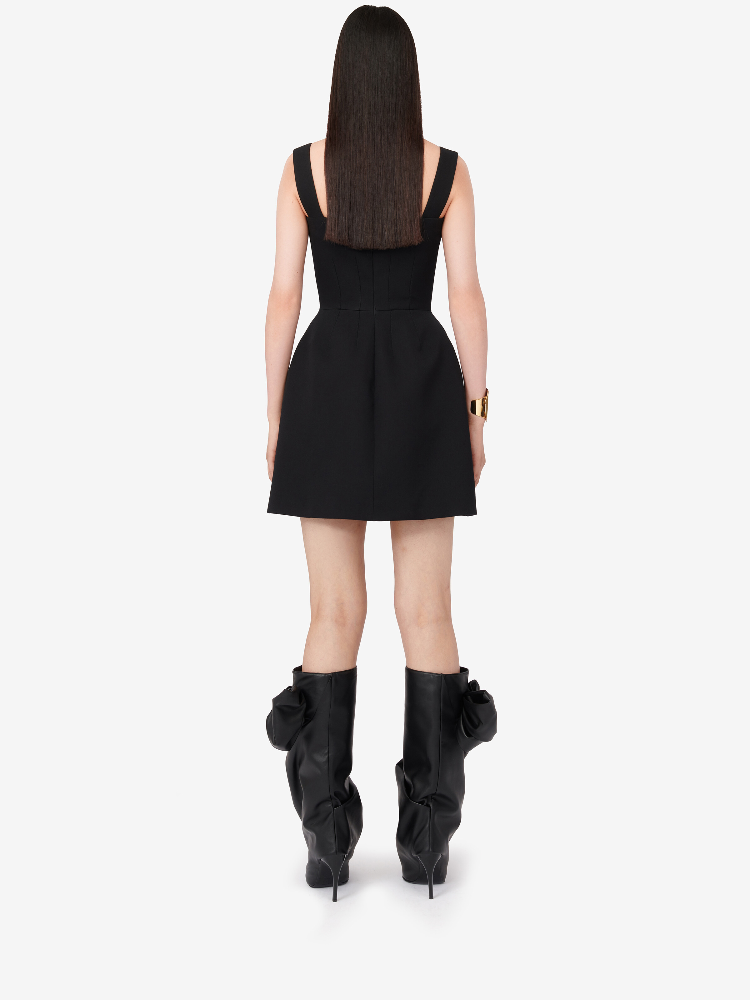 Alexander Mcqueen Military Button-embossed Minidress In Black