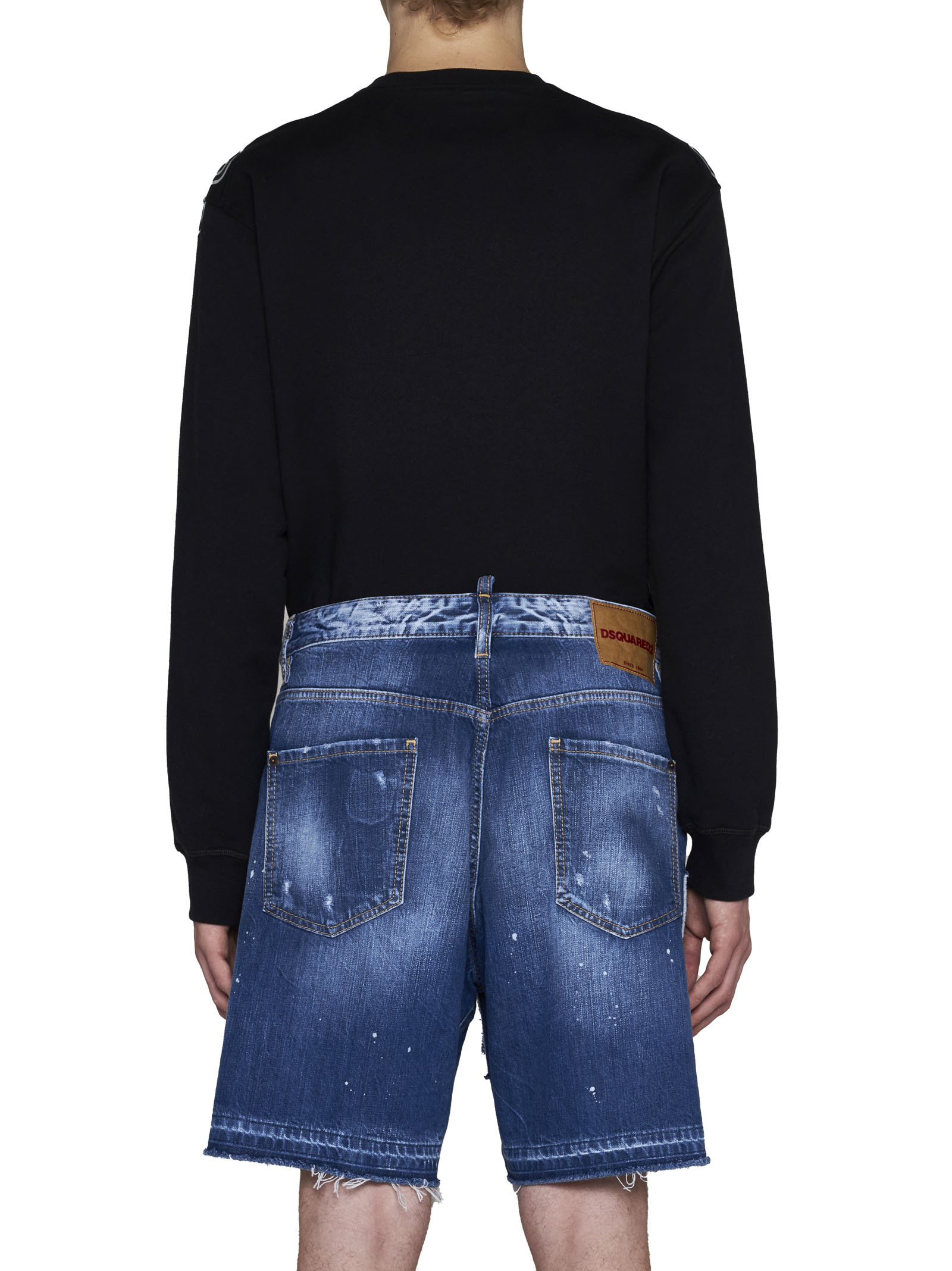 Dsquared2 Ripped Denim Shorts In Blue