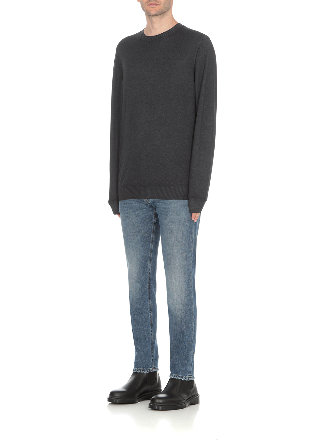 Fay Grey Virgin Wool Jumper In Black