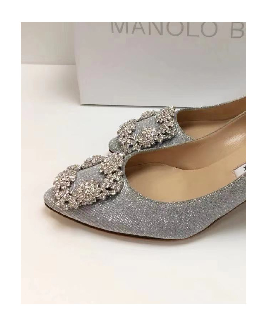 MANOLO BLAHNIK CRYSTAL BUCKLE HIGH HEELS