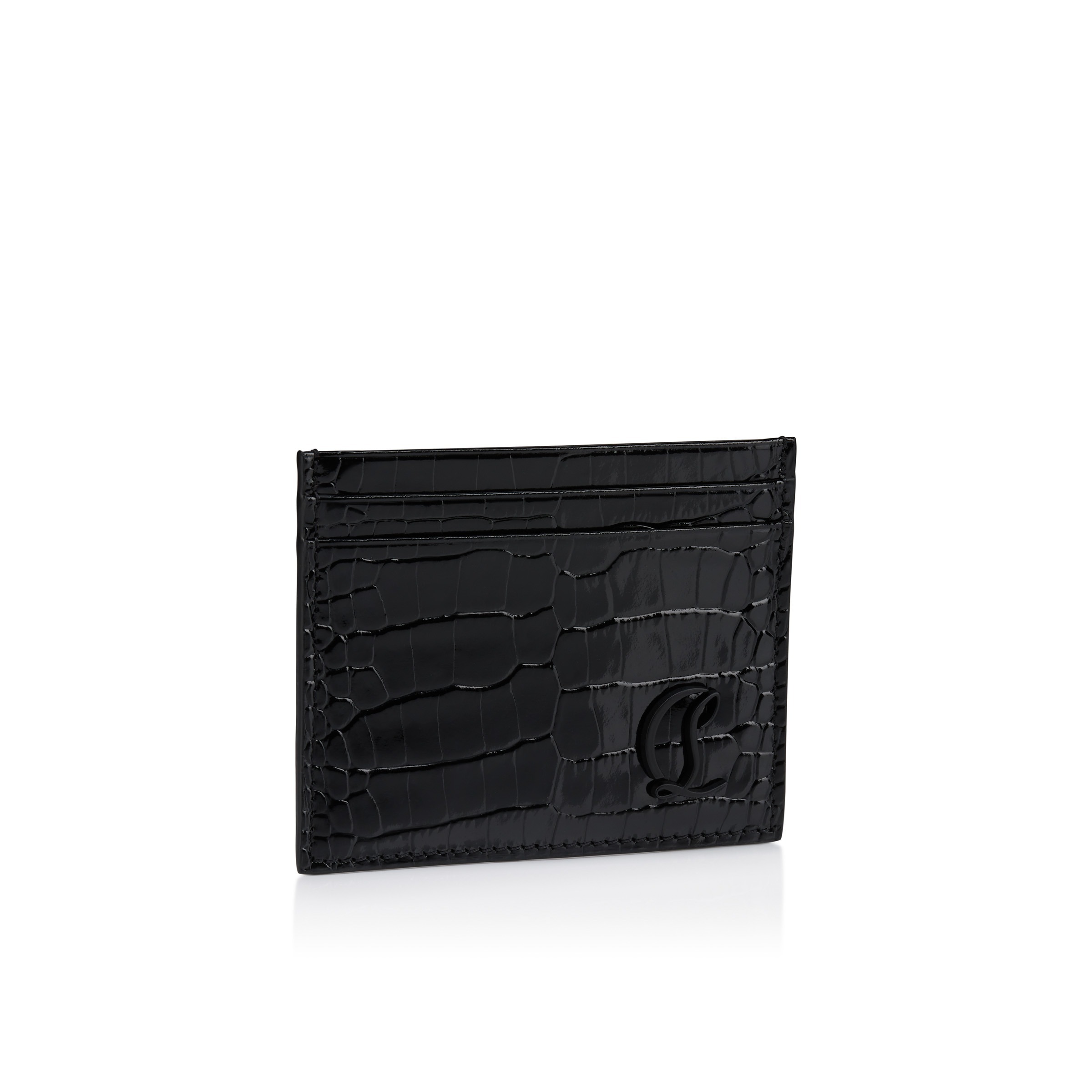 Christian Louboutin Mens Black Mooncrest Embossed Leather Card Holder In Black