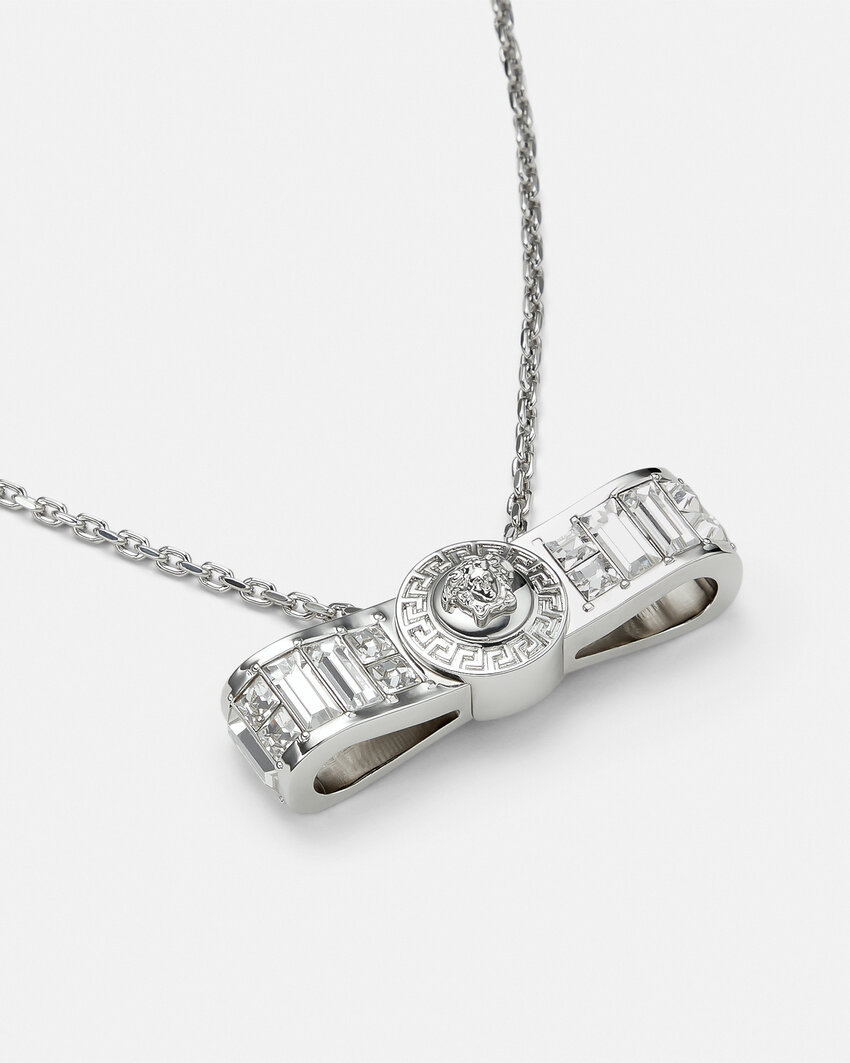 Versace Medusa-pendant Necklace In Gray