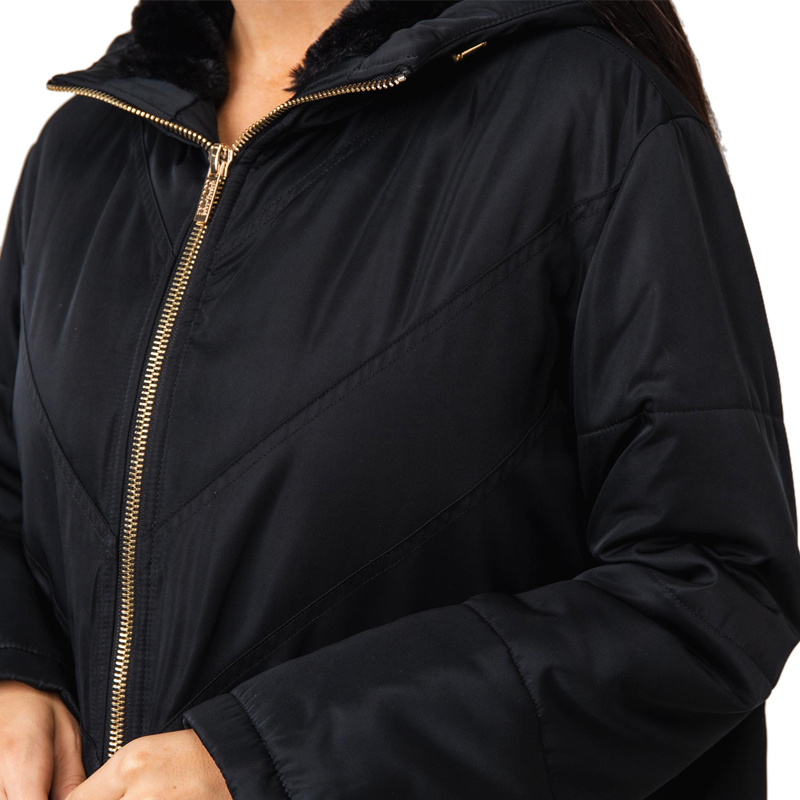 Versace Jeans Zipper Hooded Down Jacket In Black