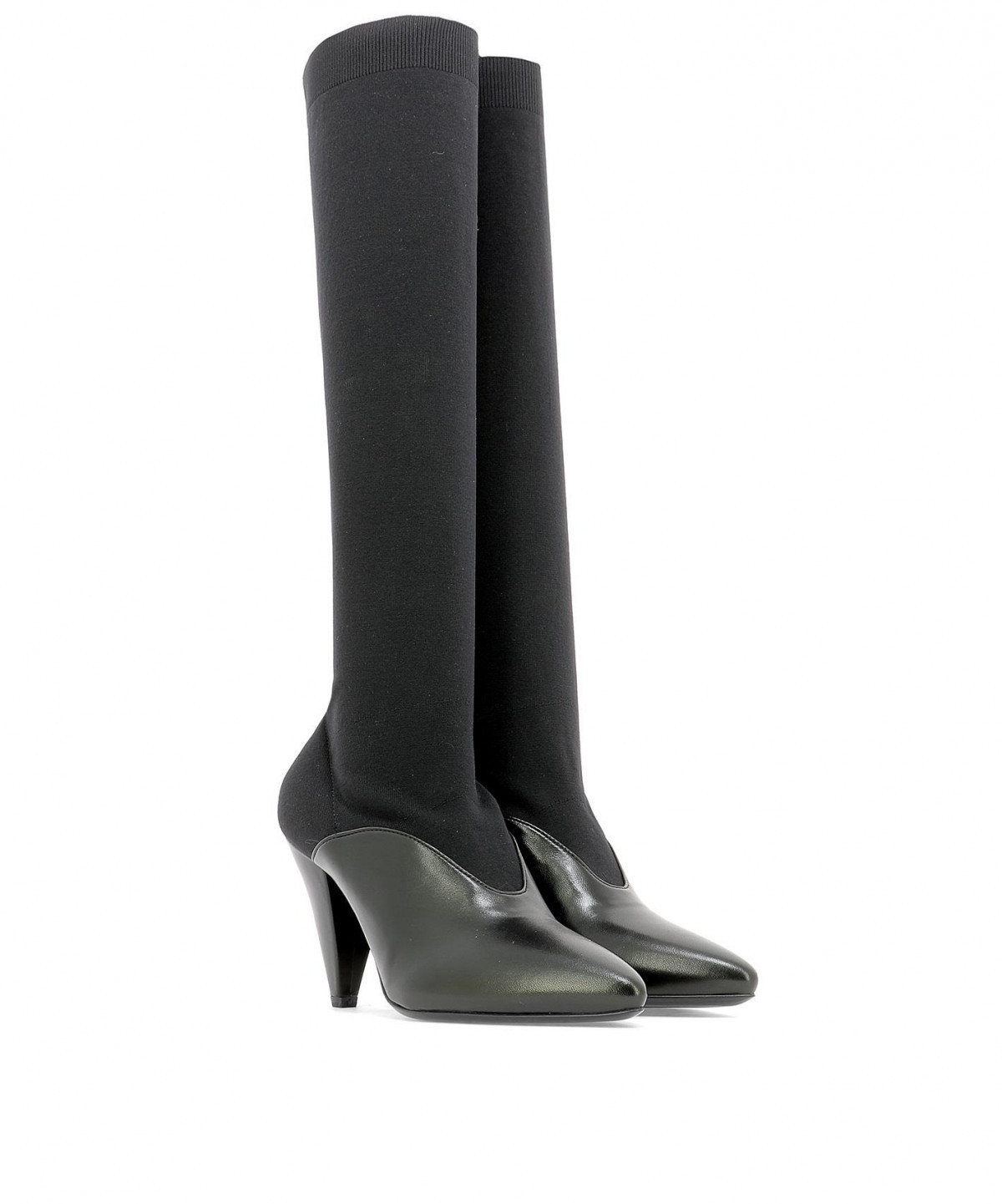 Prada Spliced Knee Boots In Black