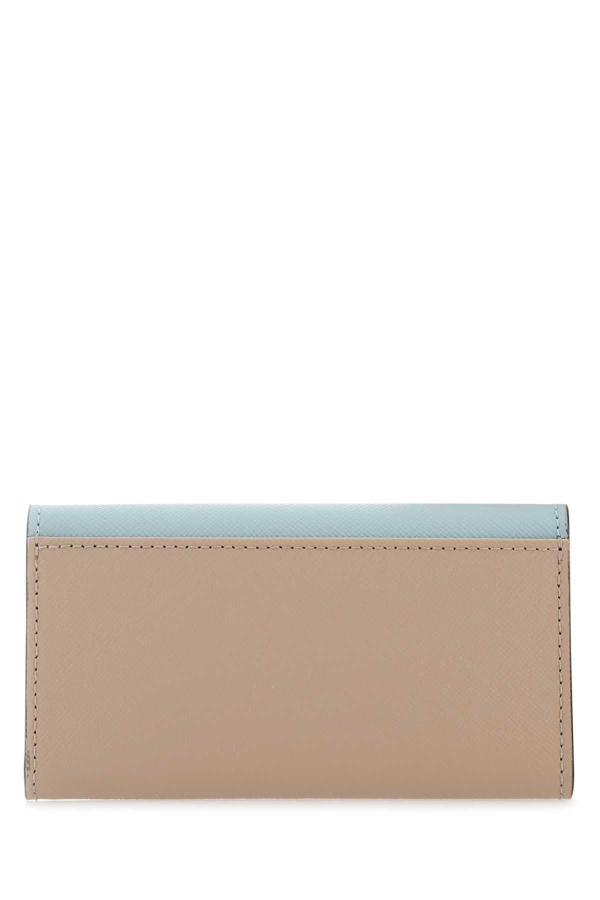 Marni Women Two-tone Leather Key Chain Case In Green