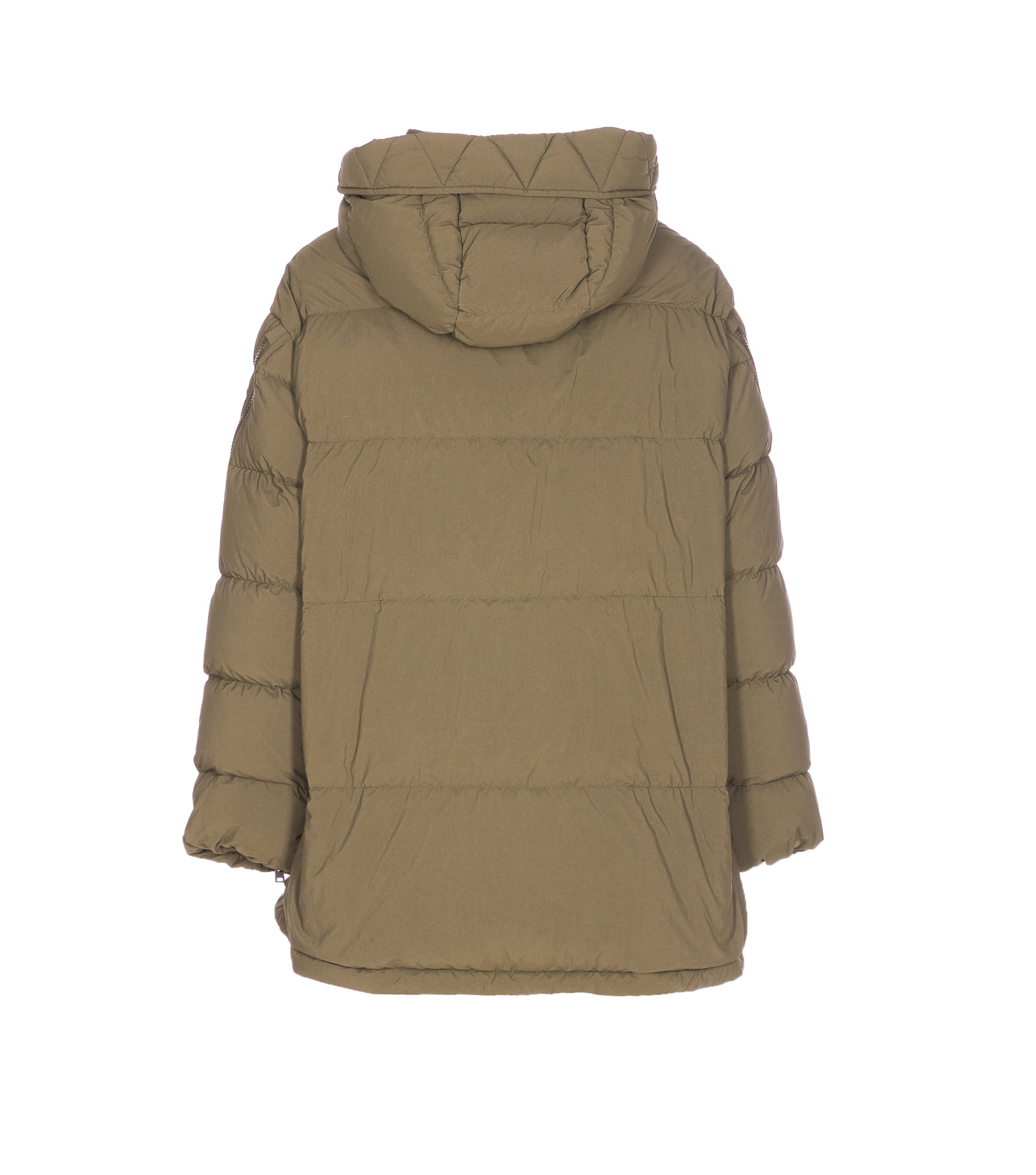 Herno Long Padded Down Jacket With Removable Hood In Green