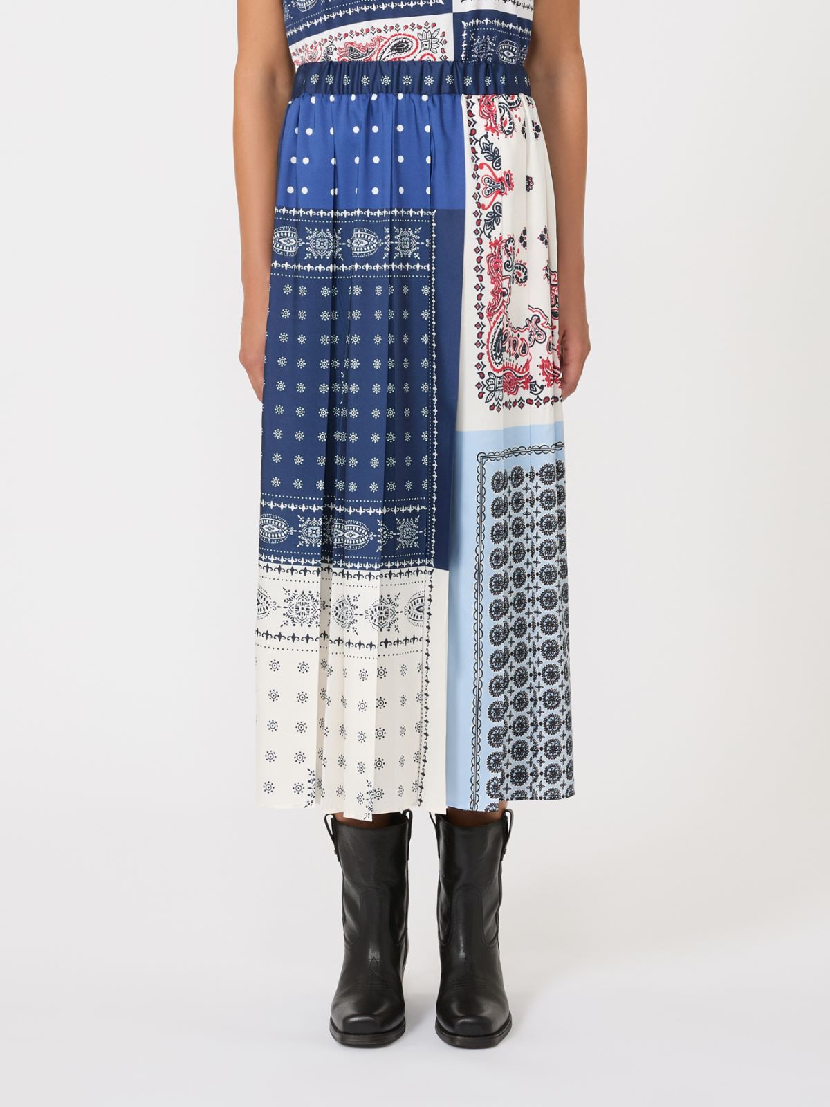 Weekend Max Mara Luna Patchwork Maxi Skirt In Blue