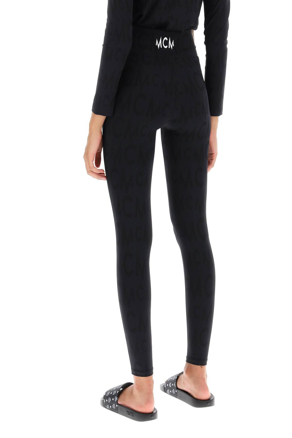 Mcm Leggings With Logo Pattern In Black