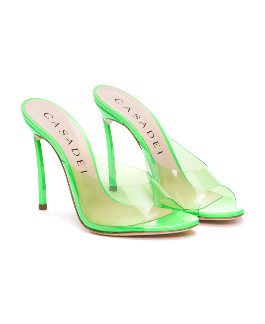 Casadei Green Transparent Peep Toe Sandals In Polyurethane Woman In White