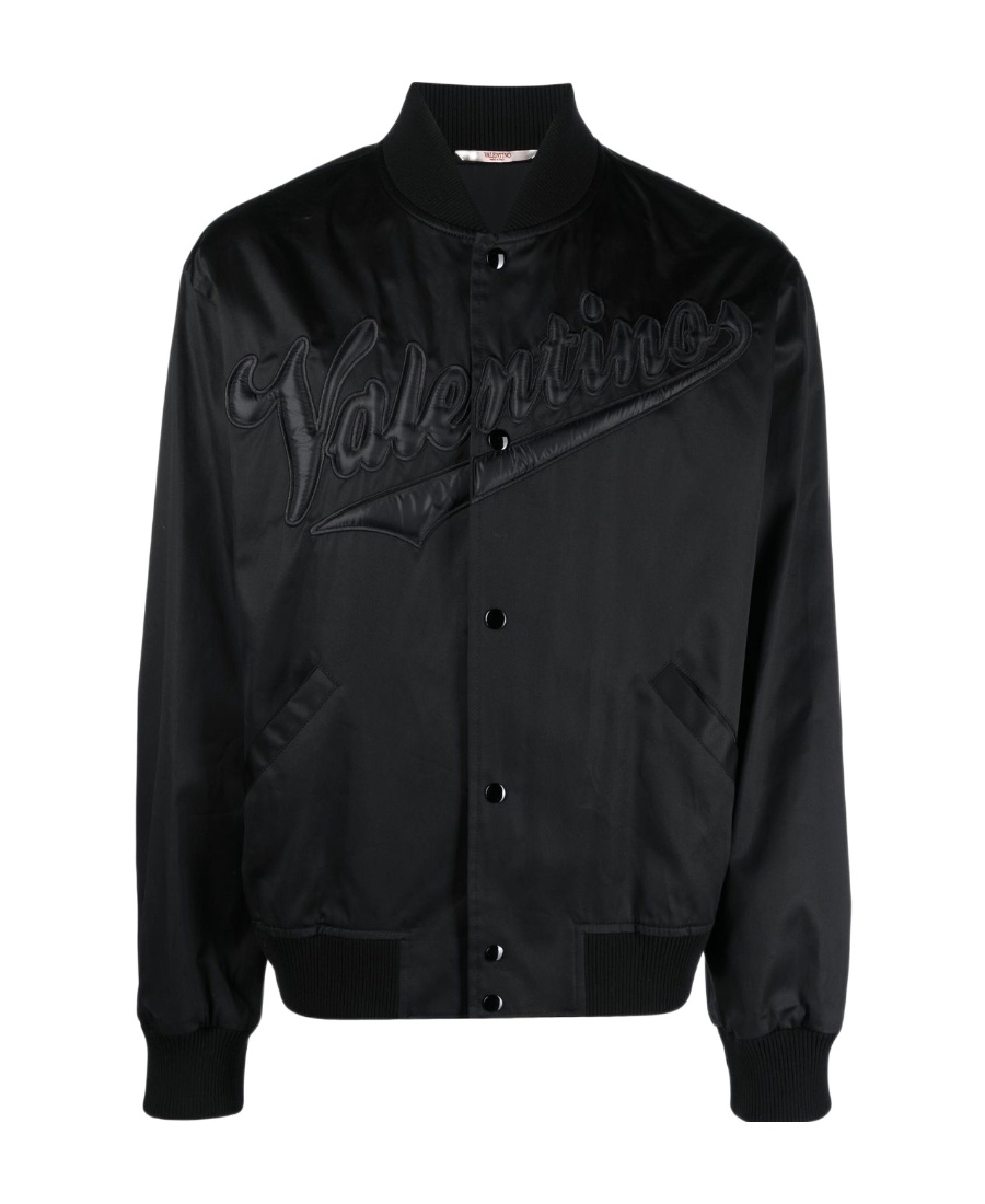 Valentino Raised-logo Bomber Jacket In Black