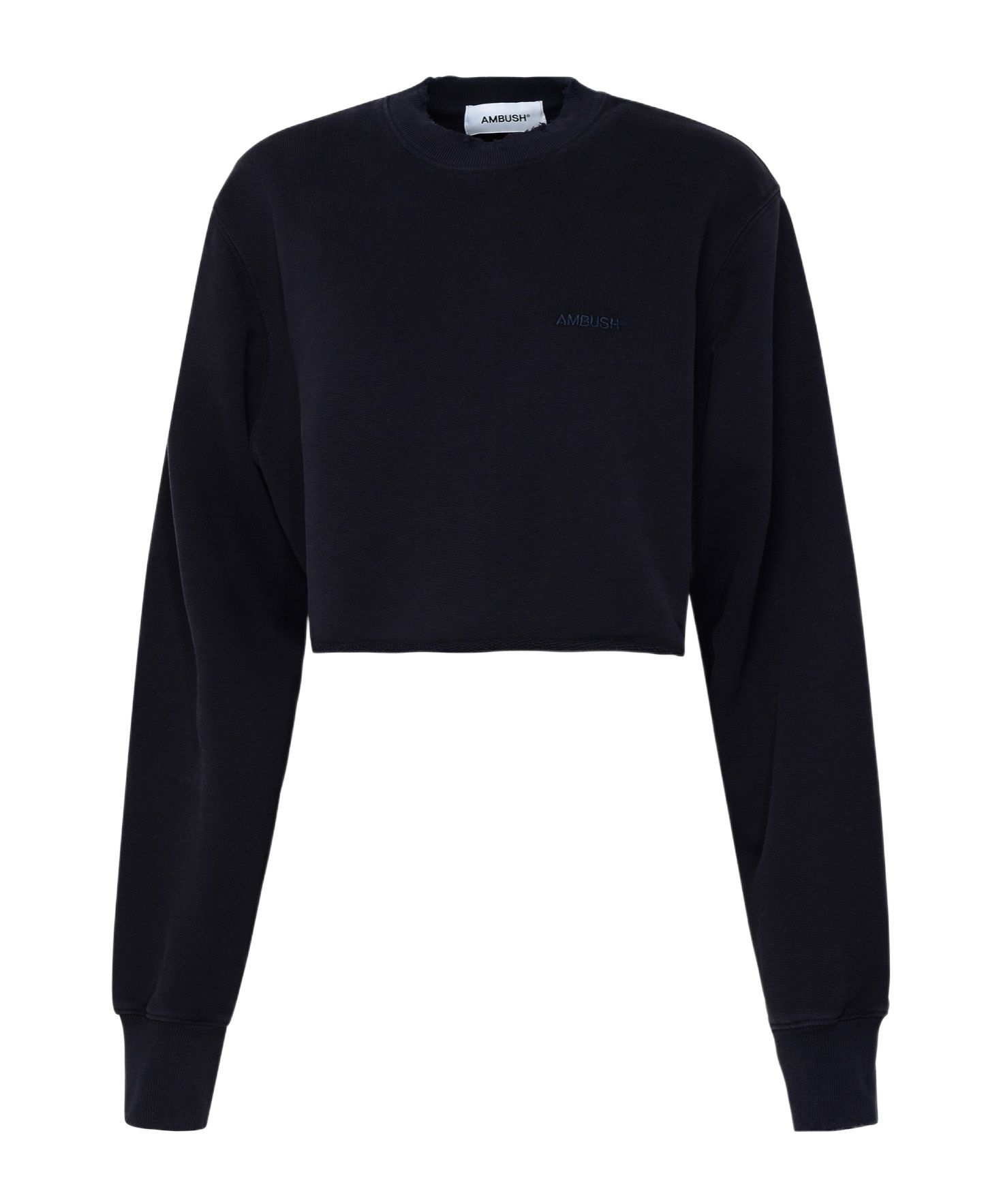 Ambush Distressed Crew Neck Cropped Sweatshirt In Black