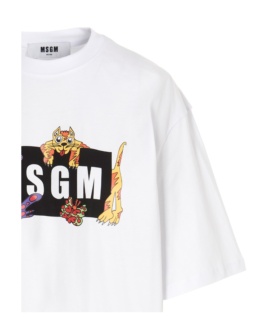 Msgm Logo-print Short-sleeve T-shirt In White
