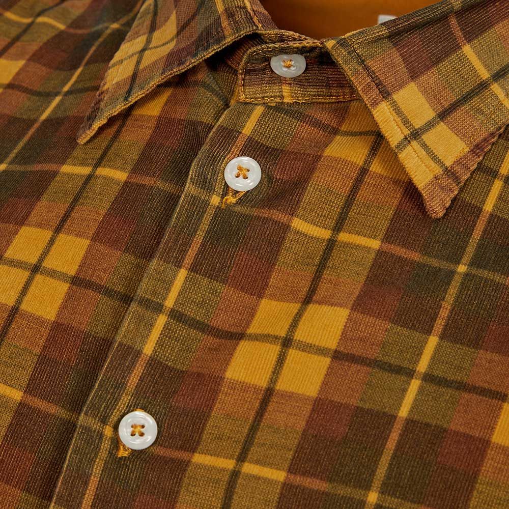 Universal Works Cord Check Shirt In Brown