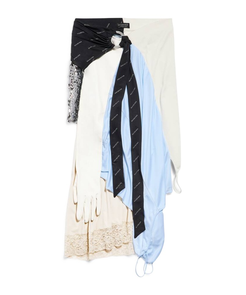 Balenciaga Women's Messy Patched Skirt In Multicolored In White