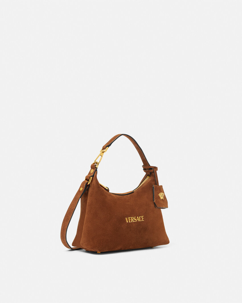 Versace Tag Shoulder Bag In Brown