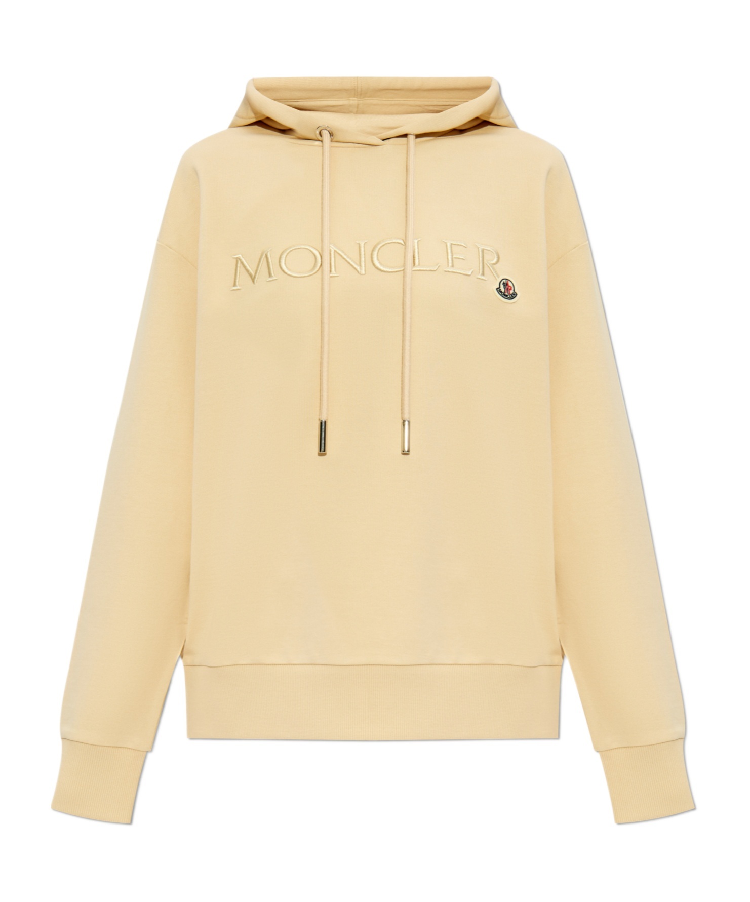 Moncler Logo Embroidered Hooded Sweatshirt In Nude