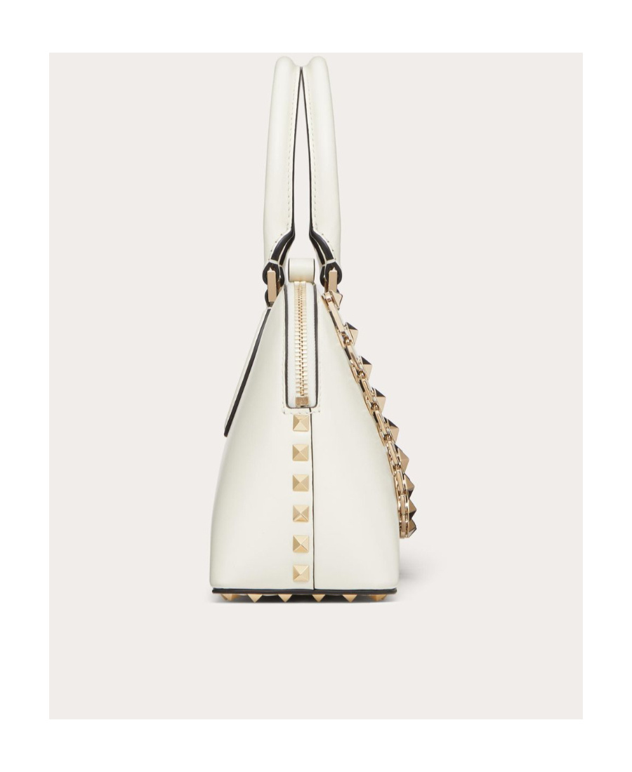 Valentino Rockstud-embellished Leather Tote Bag In White