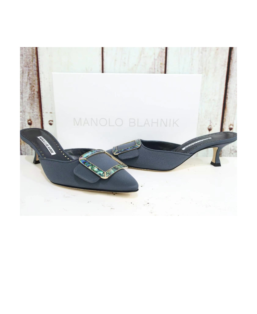 Manolo Blahnik Logo Muller High Heels In Gray