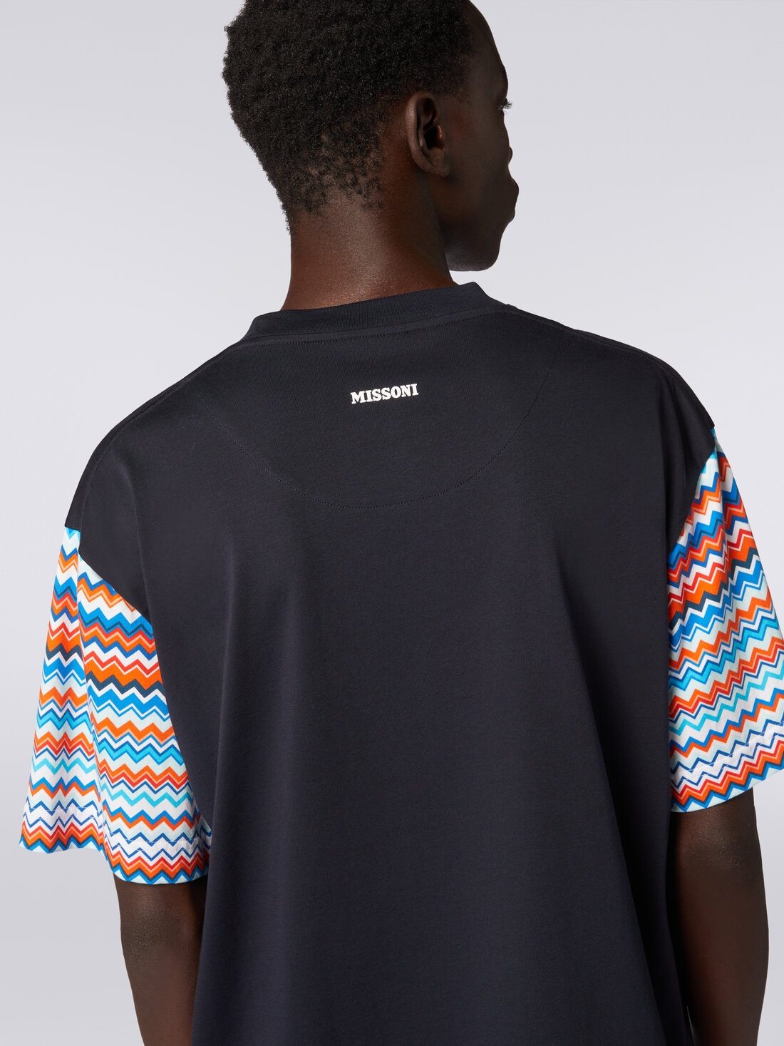 Missoni Zigzag-sleeves Cotton T-shirt In Black